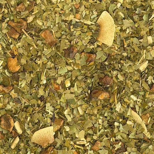 Maté, ananas et copaux de coco.