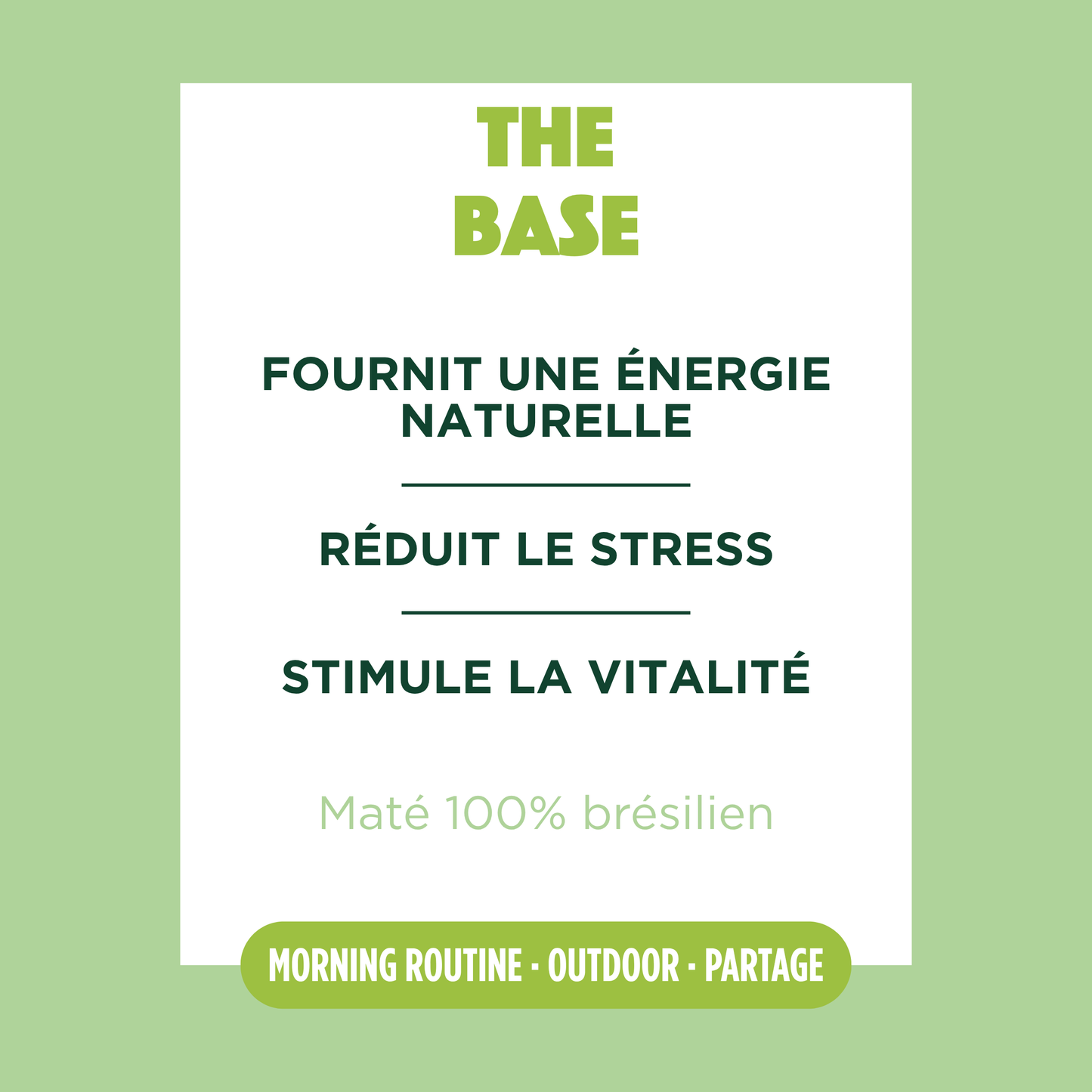 Ingrédients de The Base et focus sur les bienfaits de la recette.