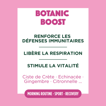 Ingrédients de Botanic Boost et focus sur les bienfaits de la recette.