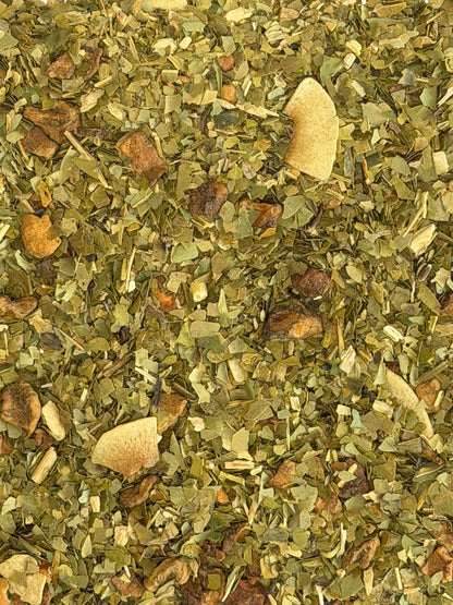 Maté, ananas et copaux de coco.